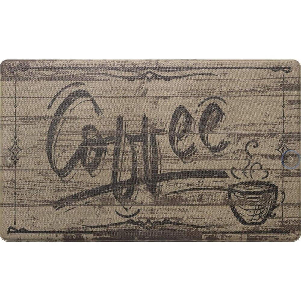 Anti-Fatigue Printed PVC Kitchen Floor Cushion Mat (18"x30") COFFEE ON WOOD, EC